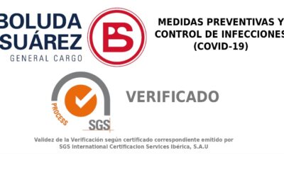 Boluda&Suárez General Cargo obtiene la certificación de SGS International Certification Services para su protocolo de Medidas Preventivas y Control de Infecciones (Covid-19)